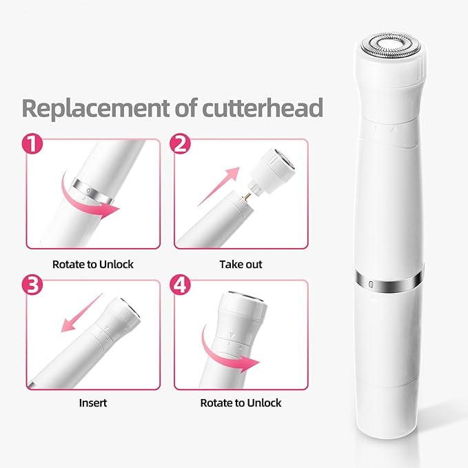 7-in-1 Electric Razor for Women - Painless Facial Hair Removal & Bikini Trimmer, Nose Eyebrow Pubic Hair Shaver with Replaceable Razors, Waterproof Women's Grooming Kit & Electric Shaver-Velvo Beauty