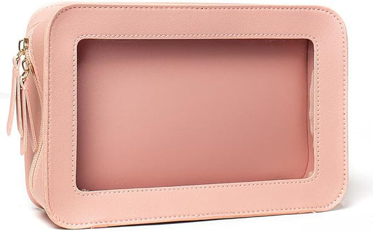 Clear Makeup Bag Small, TSA Approved Portable Toiletry Bag with Zipper Cosmetic Travel Bag Makeup Organizer Case Mini Makeup Pouch for Purse Car Organizer Bag for Women Men-Velvo Beauty