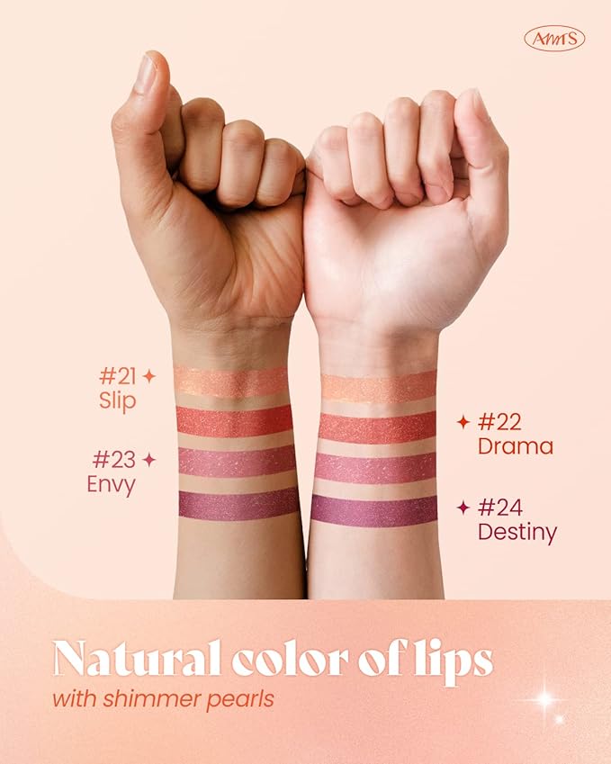 AMTS Tinted Lip Balm - Slip | Hydrating Glitter Lipstick | Pearl Shimmering Daily Lip Makeup for dry, cracked, chapped lips | korean beauty Moisture Lip Tint-Velvo Beauty