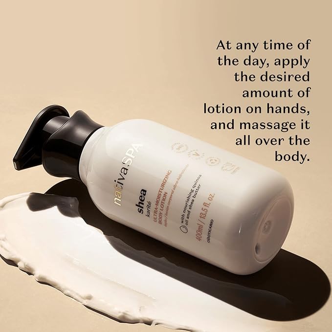 Nativa SPA Shea Moisturizing Body Lotion, Fragranced Skin Moisturizer with Purified Quinoa Drops, 13.5 Ounce-Velvo Beauty