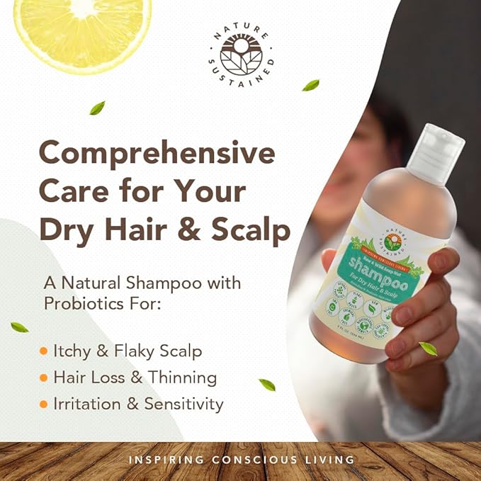 Natural Shampoo for Dry Hair & Scalp - Organic, Raw & Wildcrafted w/Probiotics, Hypoallergenic, Hydrating Shampoo - 9 Oz-Velvo Beauty