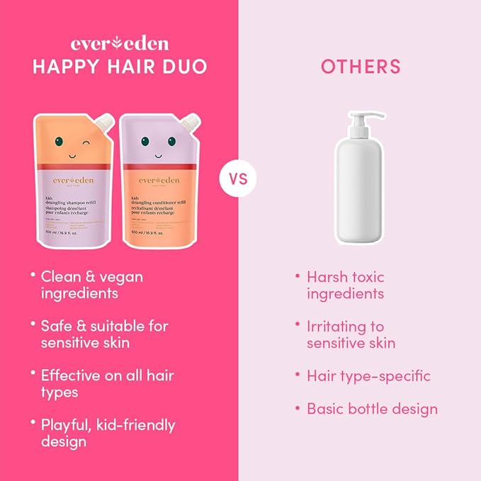 Evereden Kids Shampoo Refill, 16.9 fl oz | Detangling, Clean, Non-Toxic Ingredients | Gentle Kids Haircare-Velvo Beauty