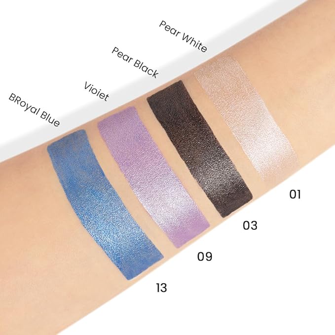 evpct 4Pcs Cream Eyeshadow Pencil Bulk Stick Set for Eyes Waterproof Pearl White Pearl Black Violet Purple Royal Blue Shimmer Metallic Eyeshadow Crayon Stick sombras en crema para ojos-Velvo Beauty