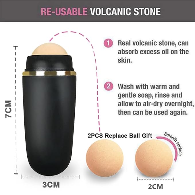103 PCS Volcanic Roller Oily Skin Oil Control On The Go Volcanic Face Roller Oil Absorbing Volcanic Roller with Oil Blotting Sheet Paper for Oily Skin Care Oil Control Film Tissues (Type2)-Velvo Beauty
