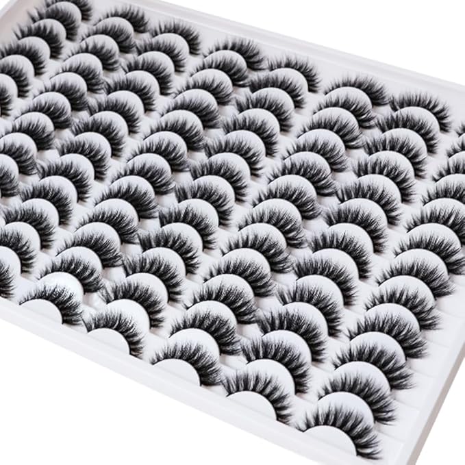 False Eyelashes 48 Pairs Faux Mink Lashes 14mm Wispy Lashes 3D Fluffy Cat Eye Lashes Pack Bulk Wholesale Strip Lashes(style 48-034)-Velvo Beauty