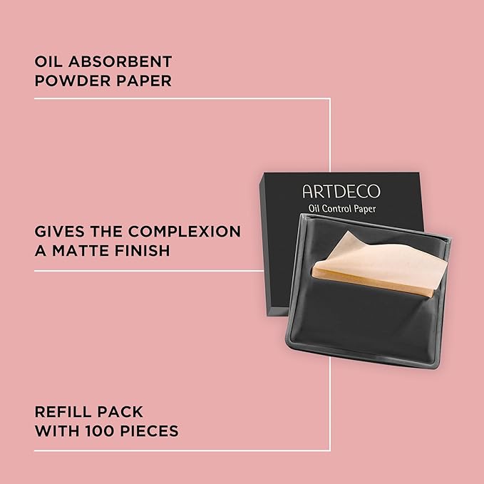 ARTDECO Oil Control Paper - Oil-Absorbing Blotting Paper - Gives Your Complexion a Matte Finish - Refill Pack with 100 Sheets - For Makeup - For Oily Skin - Easy Take Out Design - Face Wash - 100pcs-Velvo Beauty