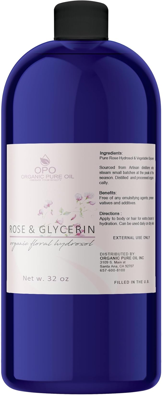 Rosewater Glycerin Mist Toner Bulk Spray Facial Body Floral Cleanser Pure Rose Hydrosol Vegetable Glycerine Moisturizing Cleansing Toning Mix Face Skin Hair Body - Packaging May Vary (32 Ounces)-Velvo Beauty