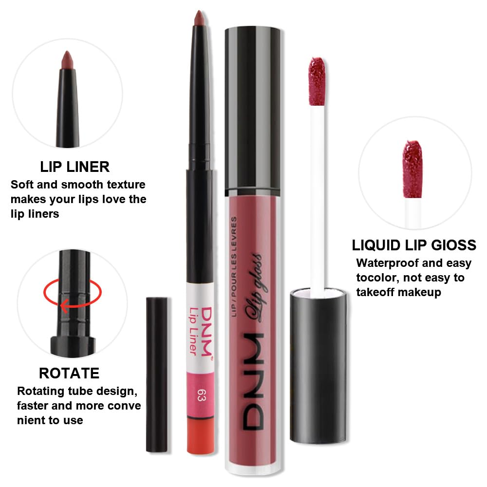 evpct 2Pcs Burgundy Red Matte Lip Liner Lipstick Combo Set for Women, Burgundy Lip Combo Set Liquid Lips Gloss Lipliner Stains Set Long Lasting Waterproof, Lips Makeup 24 Hours labiales originale-Velvo Beauty