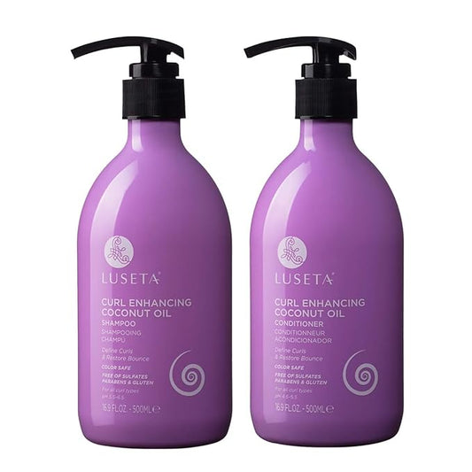 Luseta Curly Hair Shampoo & Conditioner Set with Coconut Oil, Unlimited Bounce and Definition for wavy and Coily hair, Reduce Frizz and Repair Dry Hair, for All Curl Types Sulfate Free 16.9Fl oz × 2-Velvo Beauty