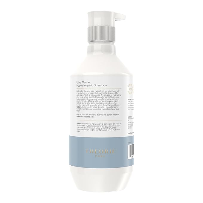 Theorie PURE Ultra Gentle Hypoallergenic Shampoo โ Plant-Based & Vegan โ Fragrance-Free โ Designed for Delicate Scalp Care โ Pump Bottle โ 400mL-Velvo Beauty