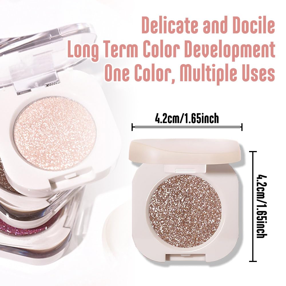 Single Nude Gold Brown Shimmer Eyeshadow,Bright Intense Monochrome Eye Shadow,Apply Makeup Easily,Glitter Pressed Powder Single Eyeshadow,24 Hour Eye Makeup Longwear Waterproof-Velvo Beauty