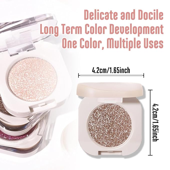 Monochrome Glitter Eyeshadow - Nude Gold Brown Shimmer Eye Shadow, Talc-Free, Paraben-Free, Cruelty-Free, Long-Lasting Single Eyeshadow Palette for Everyday & Special Occasions 10#-Velvo Beauty