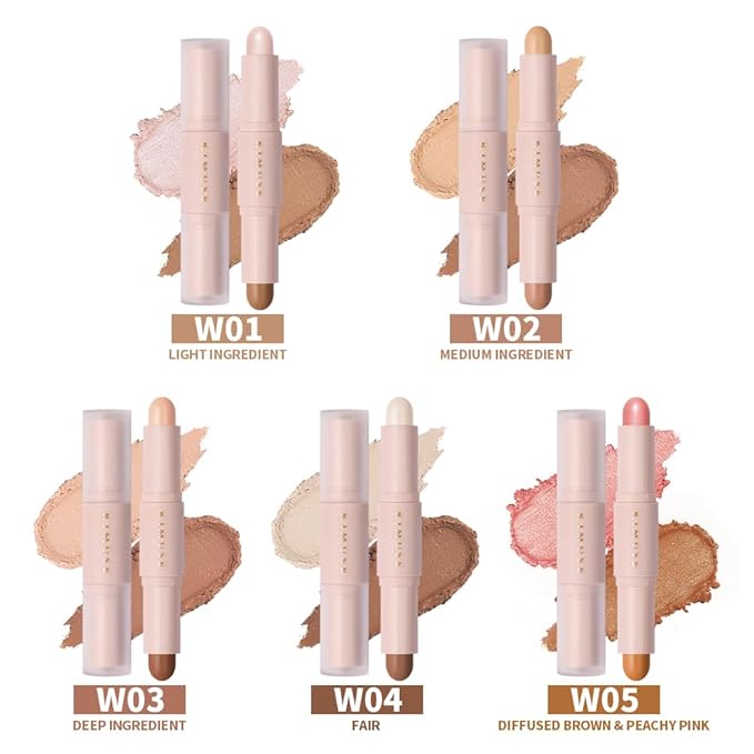 KIMUSE 2Color Dual Cream Contour Stick, Multi Blush & Contour Bronzer Stick, Long Lasting & Waterproof Contour Sticks Kit for Light Skin Face Makeup-Velvo Beauty