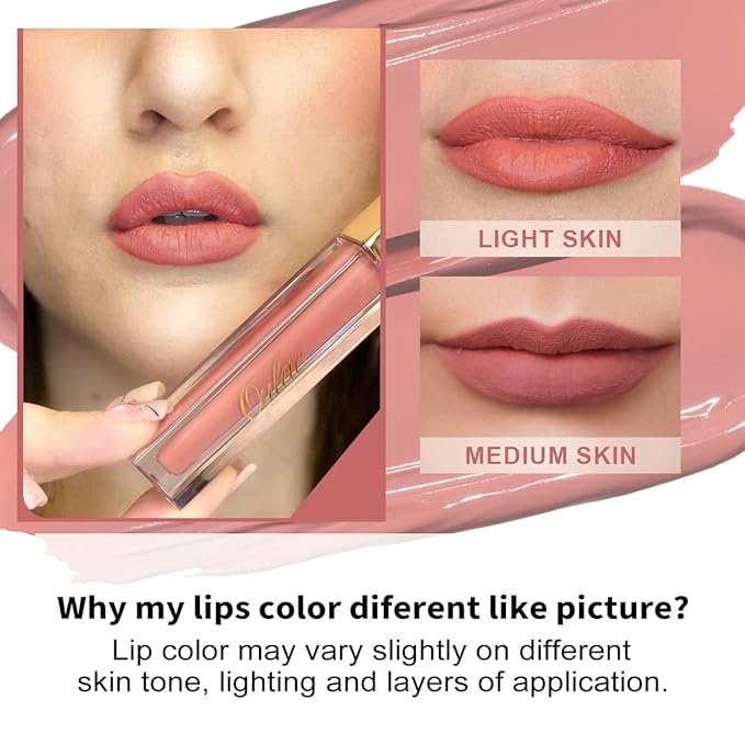 Oulac Matte Liquid Pink Nude Lipstick for Women, Long Lasting Lipstick Waterproof Lip Stain, No Transfer, Creamy High Pigmented Formula with Rose Oil, Vegan & Cruelty-Free, Coral Pink M11-Velvo Beauty