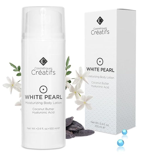 White Pearl Moisturizing Body Lotion with Coconut Butter and Hyaluronic Acid, 3.4 fl. oz.-Velvo Beauty