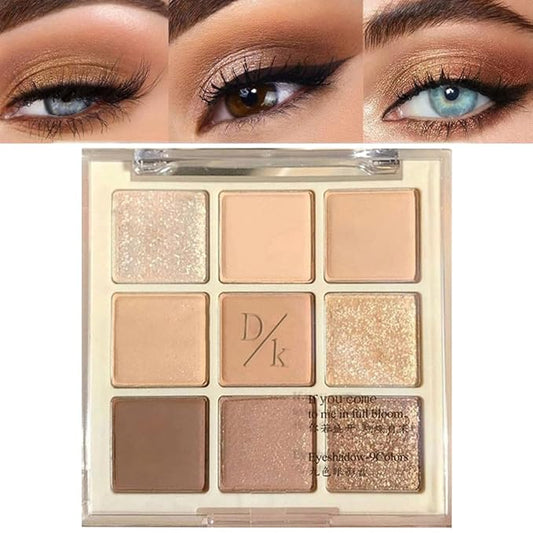 Eyeshadow Palette Makeup- 9 Colors Eyeshadow Palette Matte Shimmer Korean Natural Eye Shadow palettes Highly Pigmented Naturing-Looking Long Lasting (17#)-Velvo Beauty