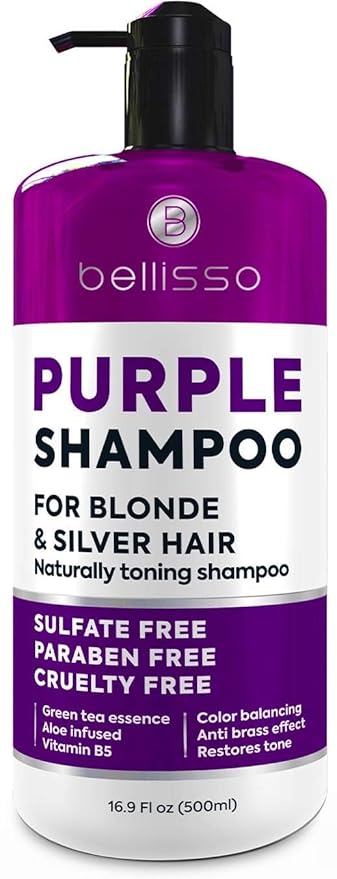 Purple Shampoo - Toner for Blonde Hair - Sulfate and Paraben Free - More Balanced Color Treated, Bleached, Silver, White and Gray Hair - No More Orange, Straw Yellow and Brassy Tones - Women and Men-Velvo Beauty