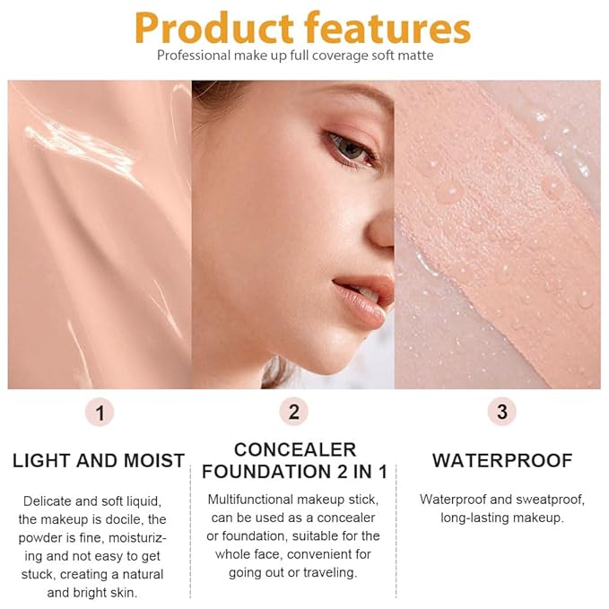 2 Pack Liquid Foundation Cream with Foundation Brush for Face Makeup,Durable Full Coverage Matte Concealer Make Up,Oil Control & Waterproof Base Primer -1 Fl.Oz (#03)-Velvo Beauty