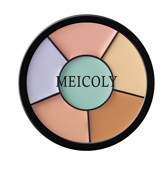 MEICOLY Face Color Correcting Palette, 6 Colors Correctors,Cream Concealer Camouflage Makeup Palette with 8 pcs White Makeup Sponges,Conceals Dark Circles, Blemishes, and Redness,Cruelty Free,Corrector-Velvo Beauty