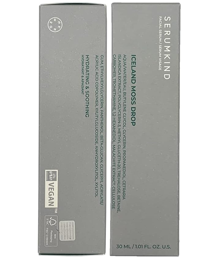 SERUMKIND Iceland Moss Serum - Soothing and Moisturizing Korean Face Serum 1.01 fl.oz. – Malachite, and Beta Glucan – Moisturize Flaky Skin - Vegan, Cruelty-Free, Unscented-Velvo Beauty