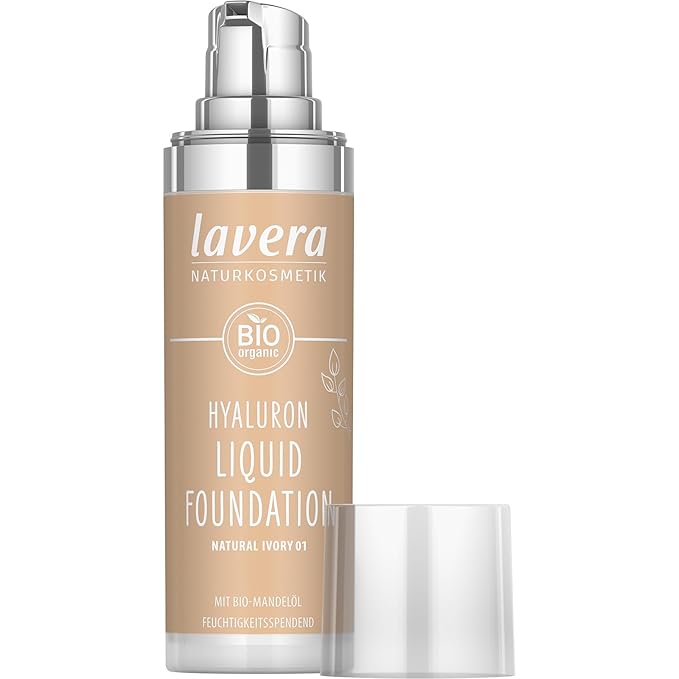 lavera Hyaluron Liquid Foundation - Natural Ivory 01 - Foundation Make Up with Hyaluron & Almond Oil for a Flawless Complexion - Face Make Up - PETA Certified - Vegan - Made in Germany - 1 Fl Oz-Velvo Beauty