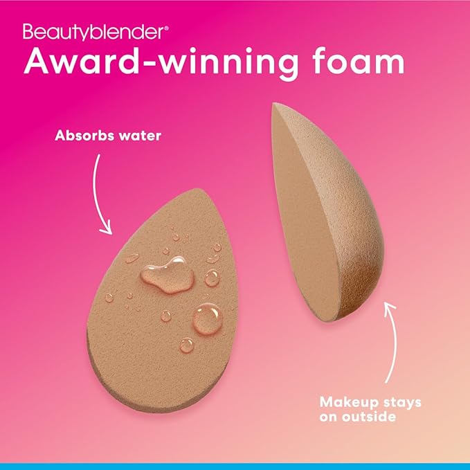 Beautyblender® | Nude Beige Beauty Blender Makeup Sponge, Super-Soft Foam Easily Blends Foundations, Powders & Creams, Made in USA, Reusable, Washable, Streak Free Application, Vegan, Cruelty Free-Velvo Beauty