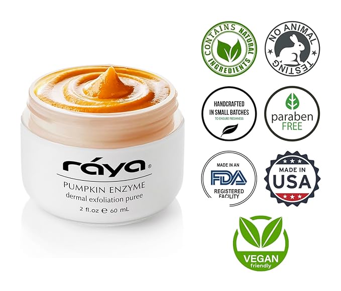 Raya Pumpkin Enzyme Facial Puree (127) | Gentle and Exfoliating Treatment for All Skin | Reduces Fine Lines and Minimizes Pore Size-Velvo Beauty