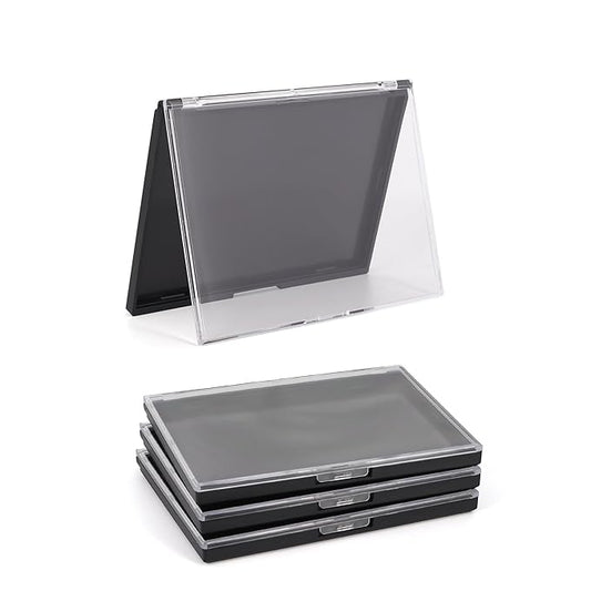 Magnetic Makeup Palette with Clear Top, 3Pack Empty Eyeshadow Pan Dispensing Storage Box with 60Pcs Adhesive Metal Stickers for DIY Cosmetics Lipstick Blush Powder-5.7"x4.3"Palette-Velvo Beauty