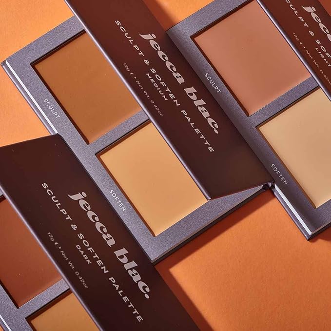 Jecca Blac Sculpt and Soften Contour Palette, Creamy Formula with Natural Finish, Medium Coverage, Gender Neutral and LGBTIQA+ Inclusive Make Up, Medium, 12g-Velvo Beauty