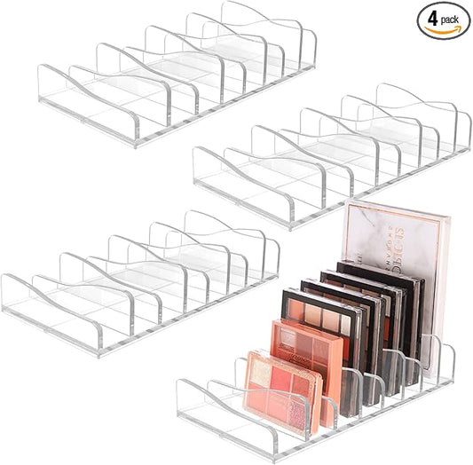 FLMOUTN 4 Pack Makeup Pallet Organizer Eyeshadow Palette Organizers Acrylic 8-Cell Make up Palette Holder Cosmetic Storage for Contour Kit, Eye Shadow, Blush-Velvo Beauty
