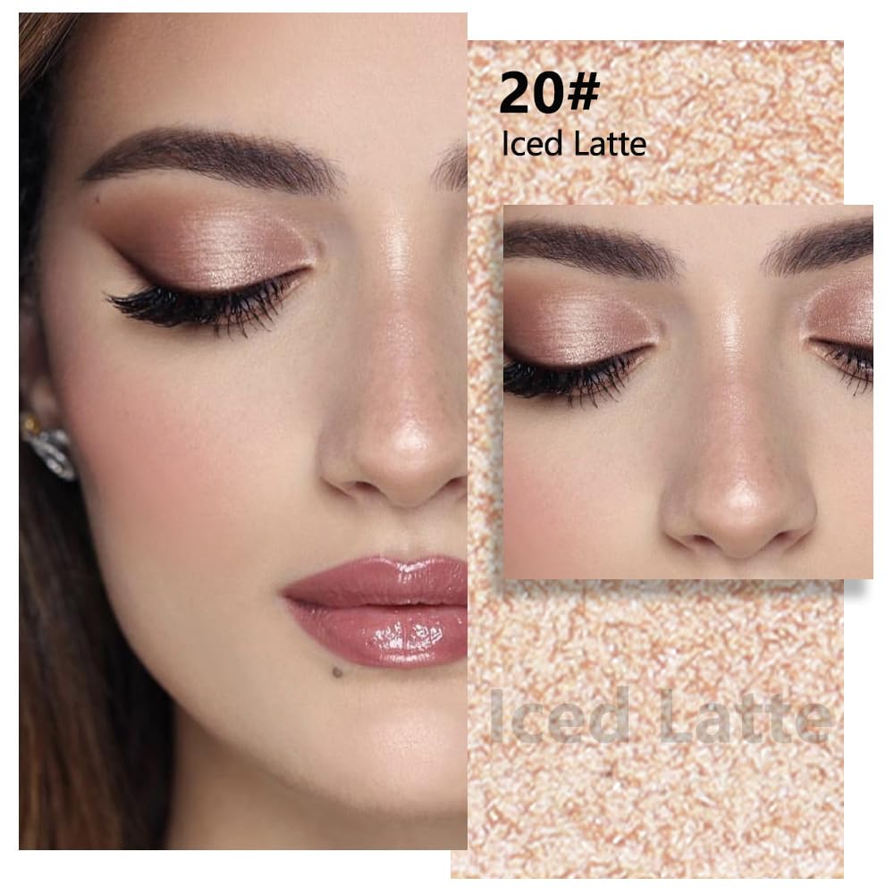 Light Nude Brown Shimmer Single Eyeshadow Makeup Palette, Natural Nude Brown Single Eye Shades, Creamy Pressed Powder for Easy Blending, Mini Travel Palette for Women, Everyday Eyeshadow Makeup-Velvo Beauty