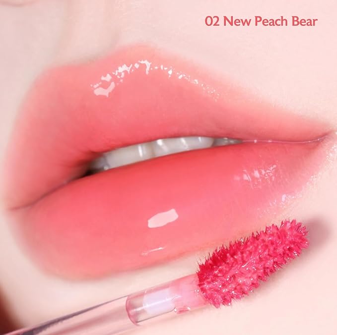 MILKTOUCH Jelly Fit Lip Tint (01 New Peach Bear) with Cooling Plumping Effect and Water-Based Non-Sticky Texture | Long Lasting Korean Beauty Lipstain Tinted Gloss Oil Brown K Makeup-Velvo Beauty