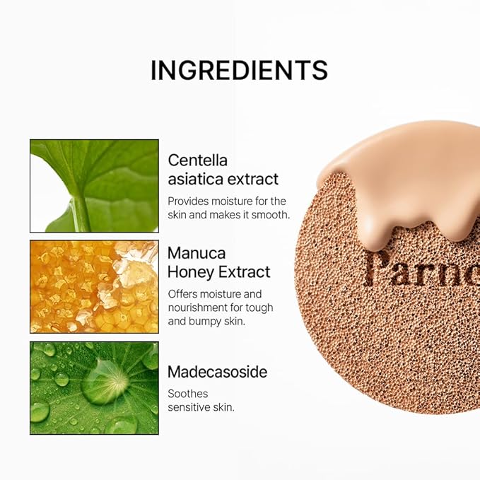 Parnell Cicamanu Serum Cushion 59N Ebony 0.52 fl oz | Hydrating Serum Foundation for Soothing, Pore Blurring & Radiant Glass Skin | Lightweight Korean Cushion for Sensitive Skin | K-Beauty-Velvo Beauty