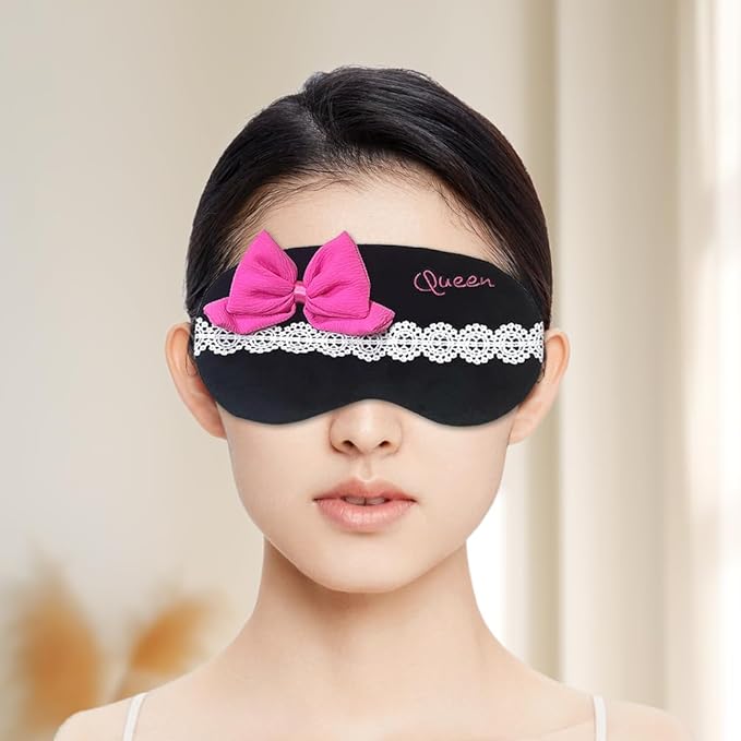 PERFECTSIGHT Bow Sleep Eye Masks, Cute Plush Sleep Eye Cover Lightweight Adjustable Eyeshade Faux Fur Mask Cover for Women Men Sleep Travel Nap-Velvo Beauty
