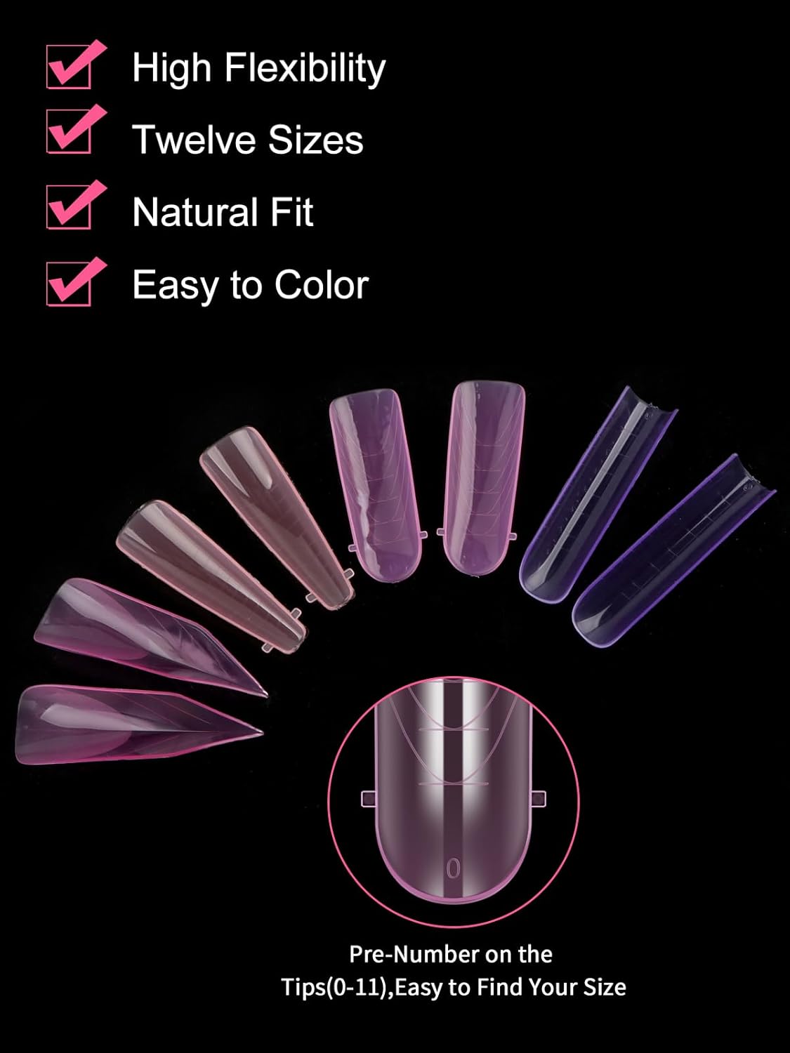 EBANKU Dual Nail Forms for Poly Extension Gel, 96 PCS Pink Nail Molds Reusable Nail Extension Forms for Builder Gel Manicure Design Salon DIY-12 Sizes-Velvo Beauty