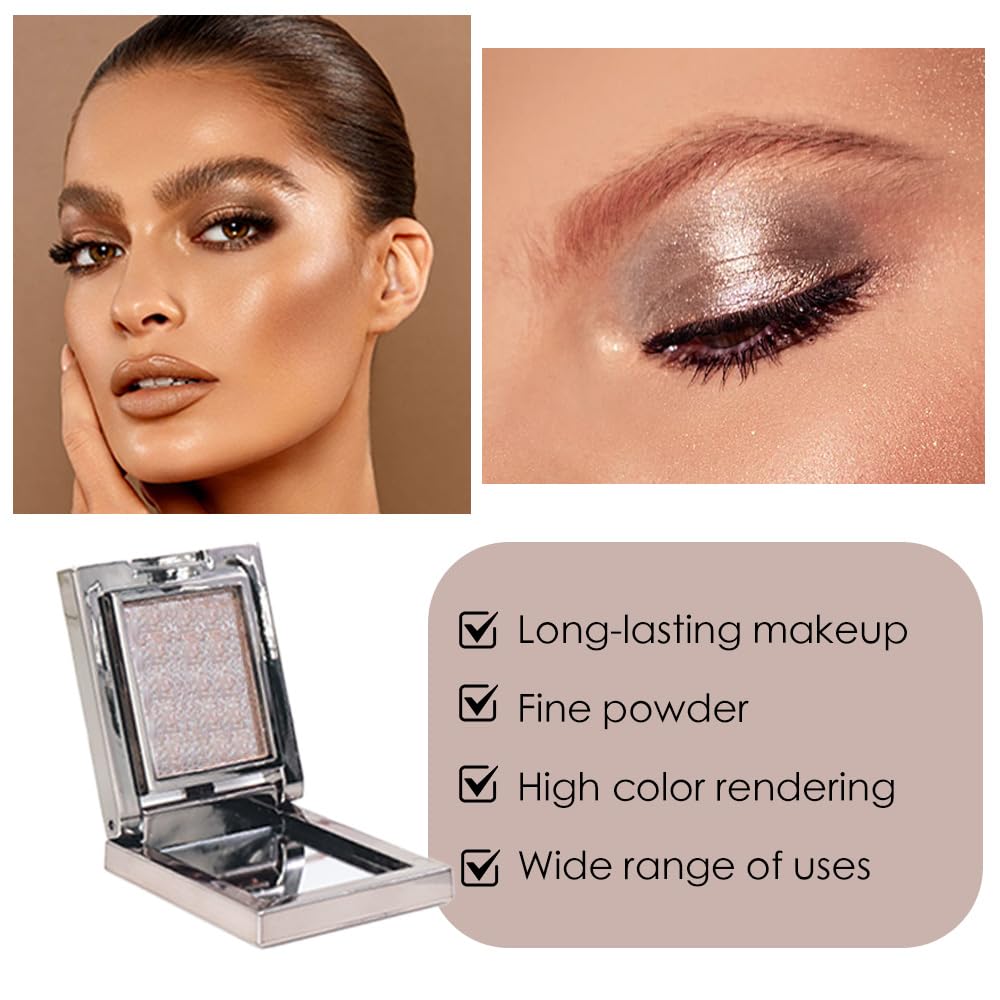 Taupe Mauve Shimmer Single Eye Shadow Palette Makeup with Mirror,Neutral Powder Monochrome Eyeshadow for Older Women,Waterproof Long Lasting Naturing-Looking sombras para ojos-Velvo Beauty