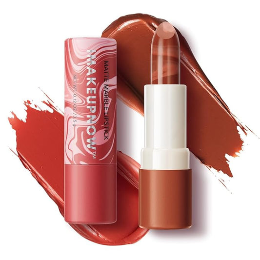 2PCS Marbled Matte Lip Stick Makeup - Velvety Finish | Naked-lip Feel, Full Coverage, D001+D002-Velvo Beauty