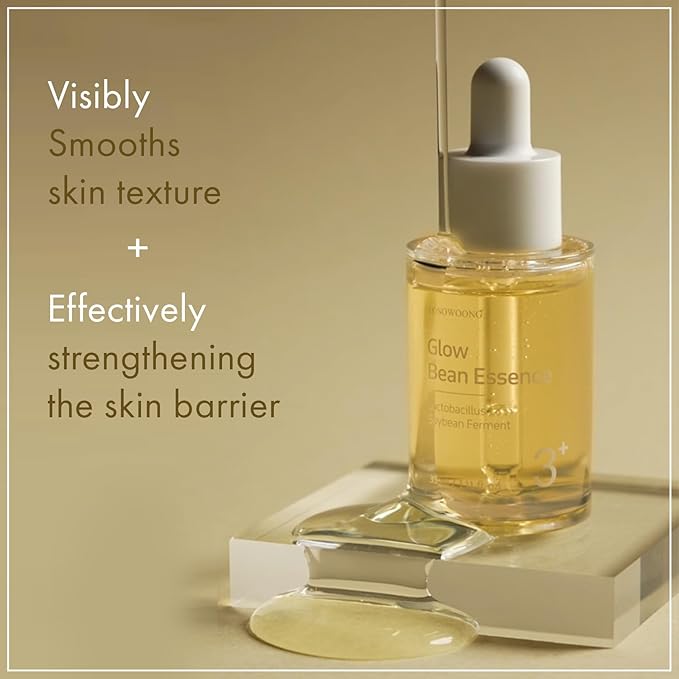 Glow Bean Essence, 31,025ppm Soybean Ferment Extract, Glass Skin, Exfoliating, Hydrating, Radiant, Moisturizer, Barrier, Face Serum, Korean Skin Care, 33ml / 1.11 fl. oz.-Velvo Beauty