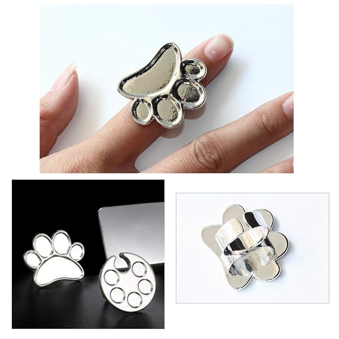2 Pieces Nail Art Palette Finger Rings, Mini Polish Holder Drawing Color Palette, Nail Art Painting Gel Palette Manicure Tool, Cosmetic Artist Mixing Palette-Velvo Beauty