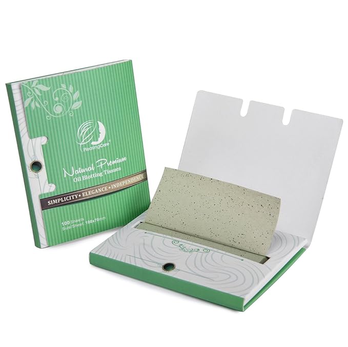 Natural Green Tea Oil Absorbing Tissues - 100 Counts, Premium Face Oil Blotting Paper - Take Only 1 Piece Each Time Design - Large 10cmx7cm Oil Absorbing Sheets, No Waste and Easy to Carry in Pocket!-Velvo Beauty