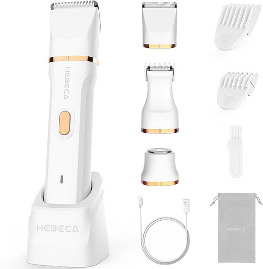 Bikini Trimmer for Women, 3in1 Electric Razor for Women with Facial Trimmers & Intimate Shaver for Sensitive Skin, Waterproof Wet & Dry Use Rechargeable Pubic Hair Trimmer Removal-Velvo Beauty