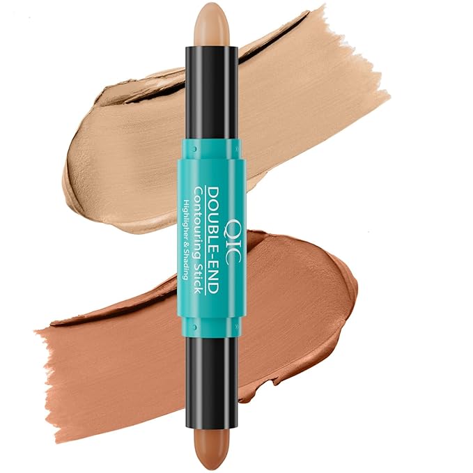 MEICOLY 2-in-1 Highlighter Contour Stick,Cool Toned Contour Stick,Makeup Highlighter Stick,Long Lasting Waterproof Bronzer Contour Pencil,Travel Cream Face Shaping Stick,03-Velvo Beauty