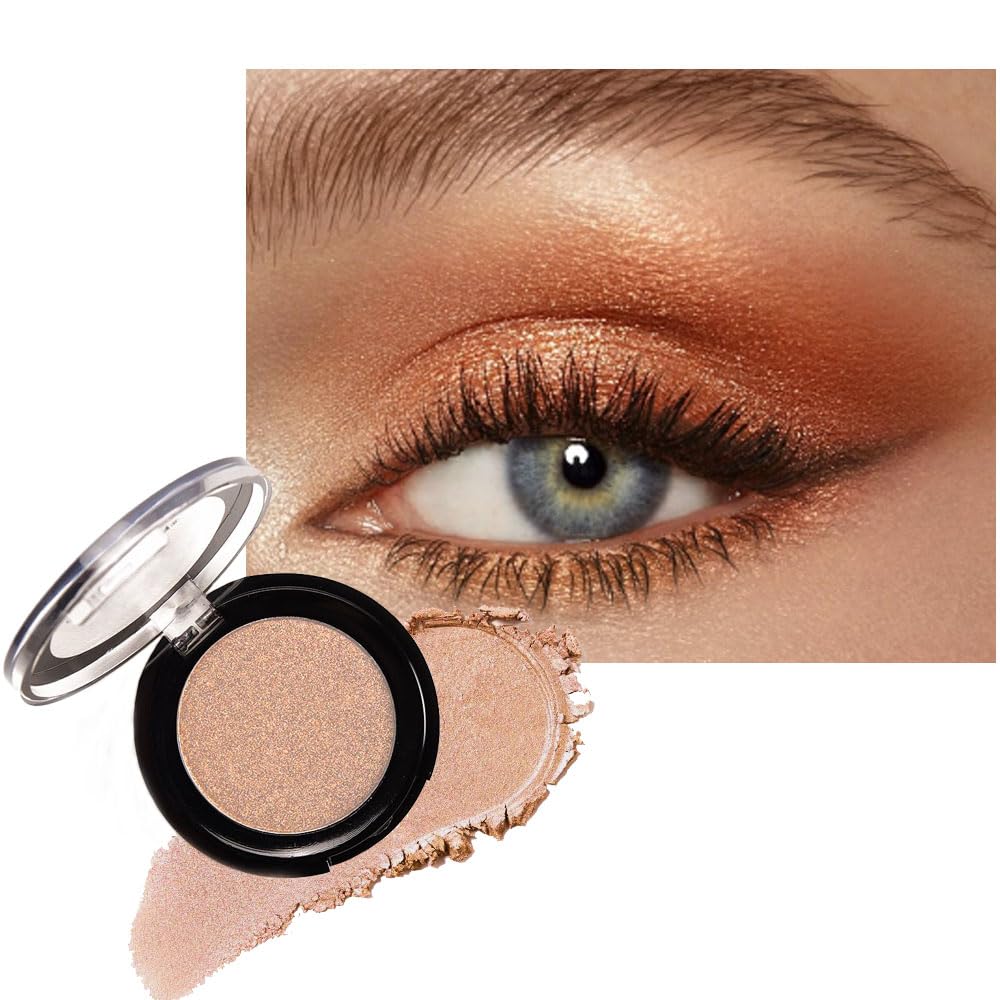 Monochrome Powder Eyeshadow Palette Makeup,Brown Natural Neutral Single Shimmer Eye Shadow for Older Women,Buildable Sparkly Eye Finish,Long Lasting Naturing-Looking-Velvo Beauty