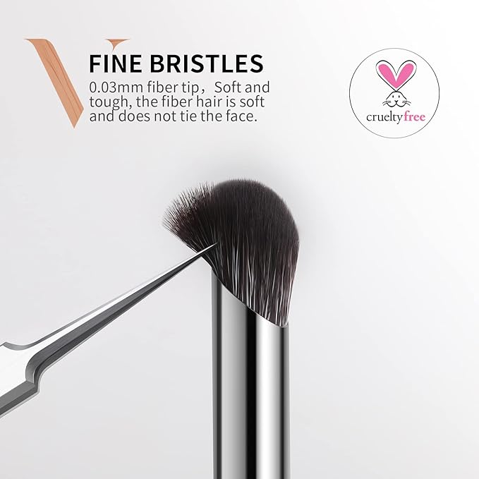 DUcare Nose Contour Brush, Angled Concealer Brush Under Eye, Small Under Eye Makeup Brush for Dark Circles Puffiness Puffy Face Eyebrow Eyes (V02 Mini Contour Brush)-Velvo Beauty