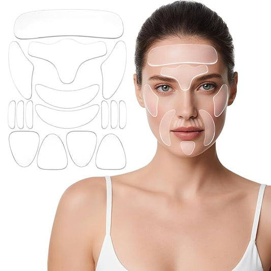 Reusable Neck Wrinkle Silicone Patches - Skin Firming Lifting Moisturizing for Women, Smile Line Facial Chest Forehead Anti-Wrinkle Patches Anti-Aging Facial Masks for Skin Lines Removal (16Pcs)-Velvo Beauty