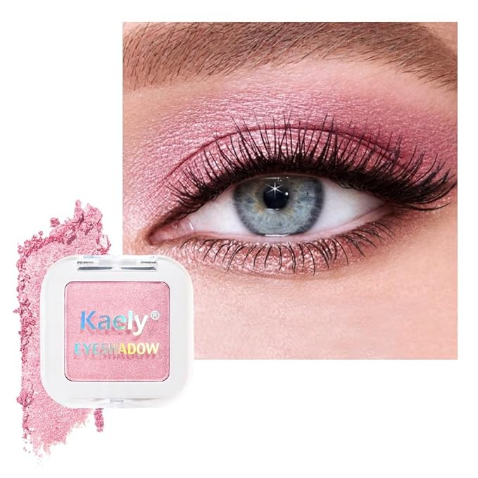 Pressed Single Eyeshadow Palette - Mini Shadow in Pink | Shimmer & Glitter Makeup for Women | Highly Pigmented, Blendable Monochrome Powder Eye Shadow | Everyday Natural Eye Makeup-Velvo Beauty