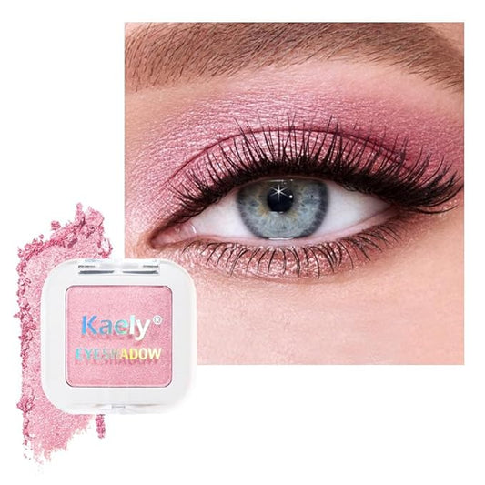 Pressed Single Eyeshadow Palette - Mini Shadow in Pink | Shimmer & Glitter Makeup for Women | Highly Pigmented, Blendable Monochrome Powder Eye Shadow | Everyday Natural Eye Makeup-Velvo Beauty