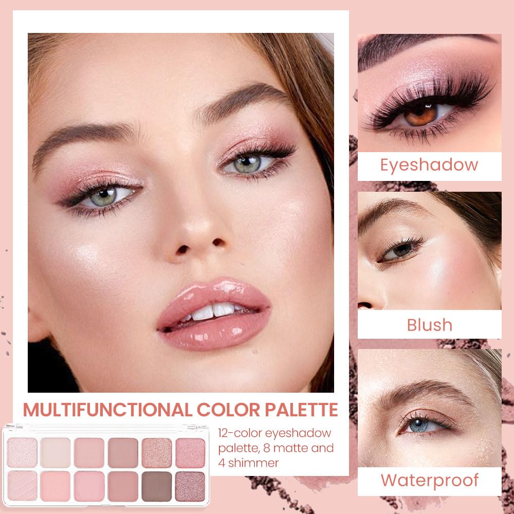 AMY'S DIARY 12Color Light Pink Purple Eyeshadow Palette, Long-Lasting, and Highly Pigmented. Elevate Your Eye Makeup– Unleash Your Unique Style (07#)-Velvo Beauty