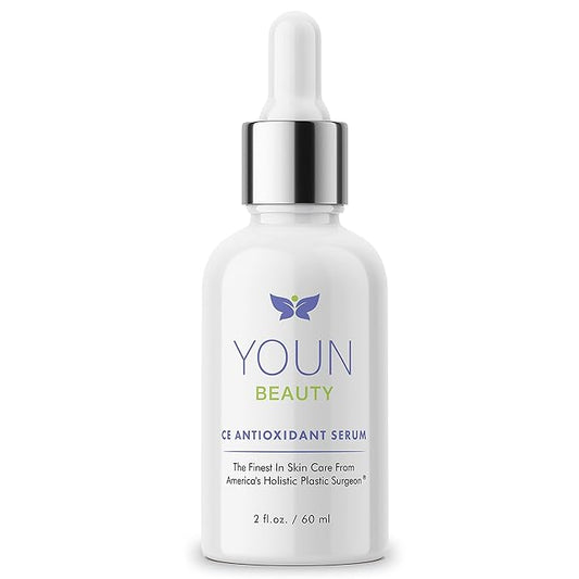 YOUN Beauty 20% Vitamin C Face Serum with Hyaluronic Acid, Ferulic Acid & Vitamin E by Holistic Plastic Surgeon Dr. Anthony Youn | Antioxidant Serum for Face for Skin Hydration, 60 ml-Velvo Beauty