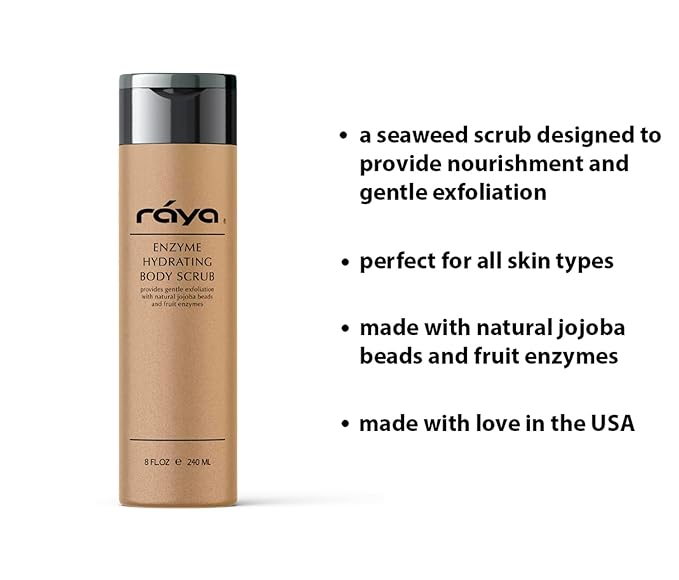 RAYA Enzyme Hydrating Body Scrub 8 oz Pineapple Scent (S-104) | Gentle and Exfoliating Body Scrub | Made with Seaweed, Jojoba Beads, and Fruit Enzymes-Velvo Beauty